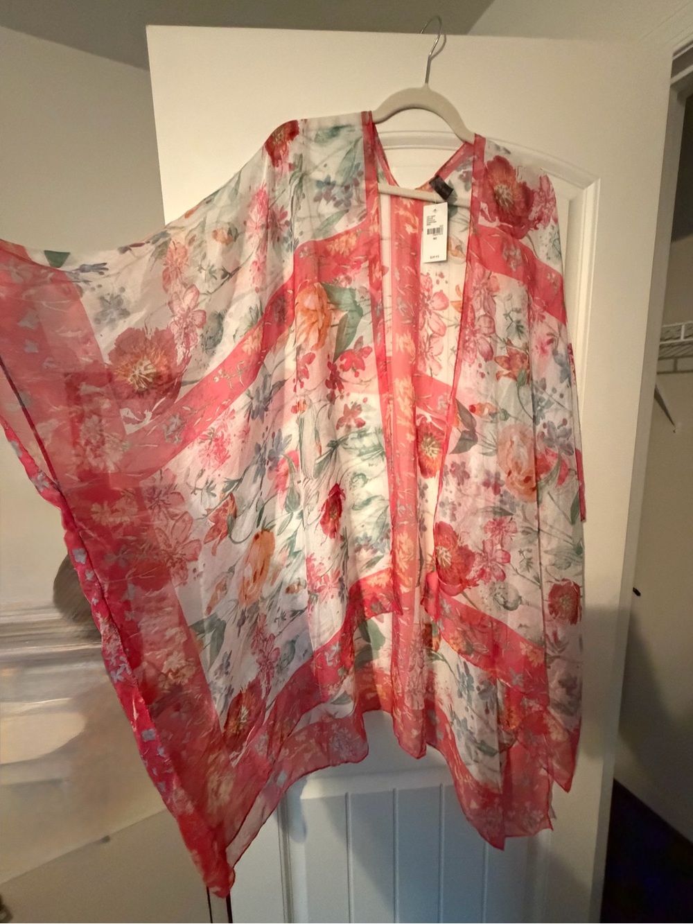 Lane Bryant Coral Floral Sheer Kimono - Picture 3 of 4